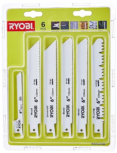 Ryobi RAK06RB Reciprocating Saw Blade Set, 6 Piece,White