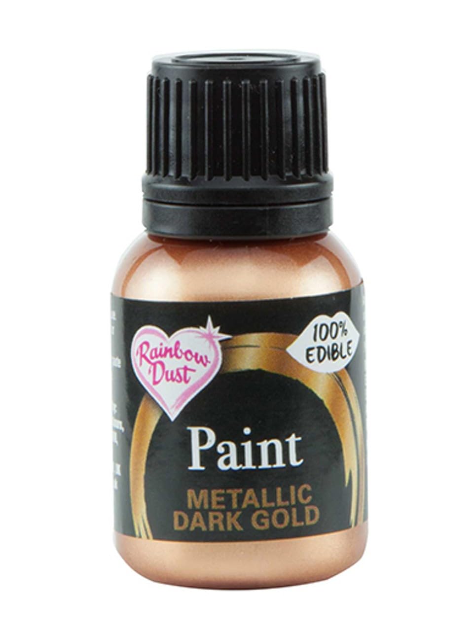 Ready-to-use Metallic Dark Gold 100% Edible Food Paint for Cake and Icing Decoration by Rainbow Dust