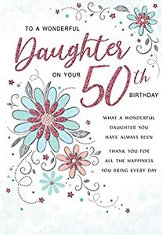 Regal Publishing Modern Milestone Age Birthday Card 50th Daughter - 9 x 6 inches -, C80765