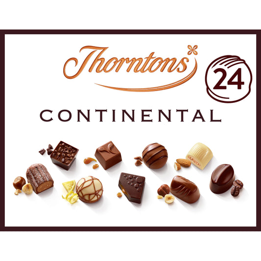 Thorntons Continental Chocolate Gift, Perfect for Sharing, Gifts for Women and Men, Unique Flavours Milk, White, Dark Chocolate, 264g