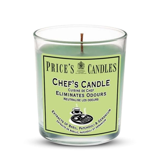 Price's - Chef's Jar Candle - Odour Eliminating Candle - Made with Basil, Patchouli & Geranium Extracts - Clean, Fresh, Quality Fragrance - Long Lasting Scent