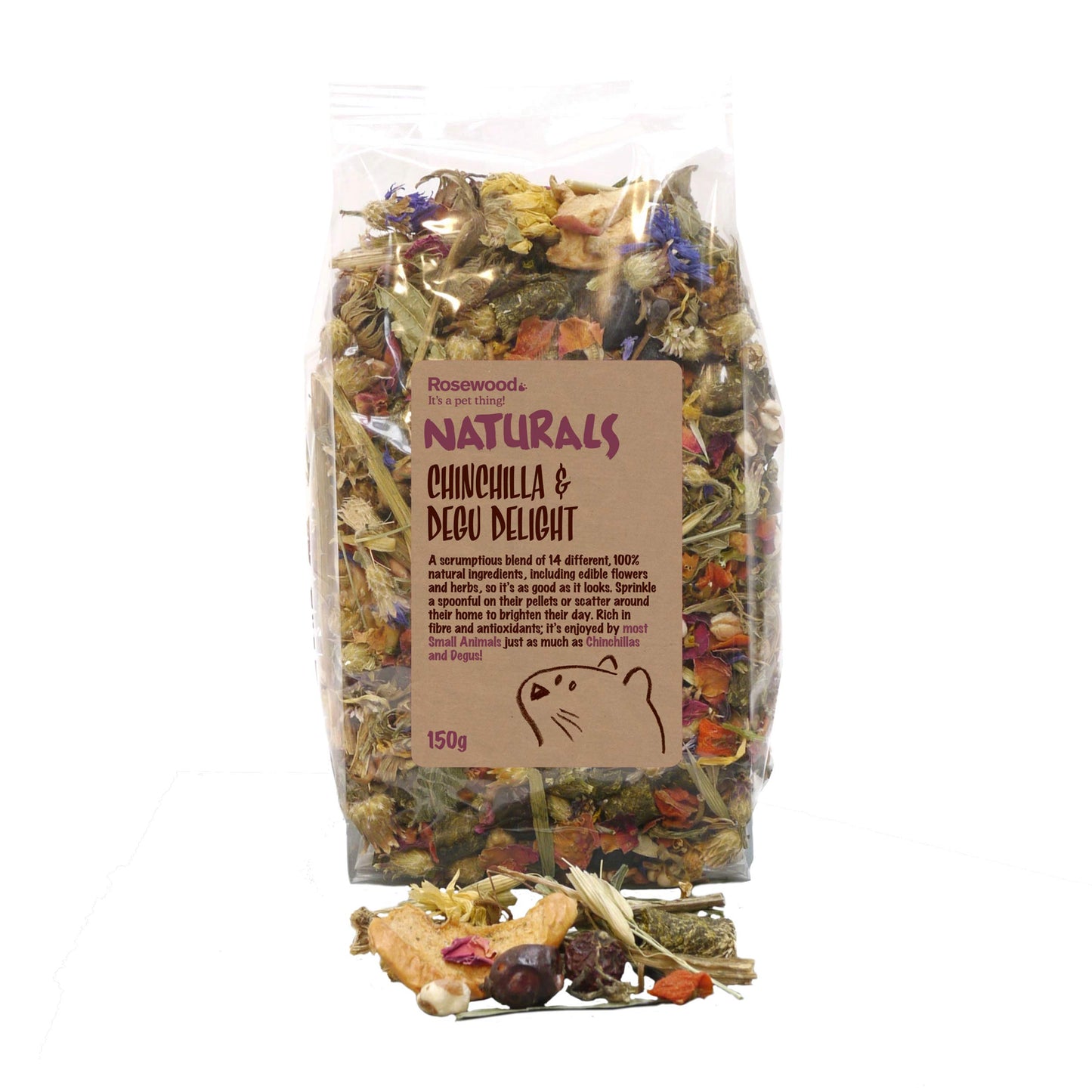 Rosewood Naturals Chinchilla & Degu Delight, Small Animal Treats, 150g