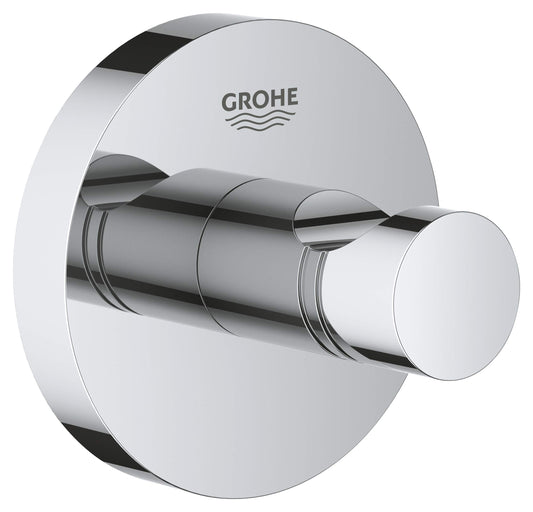 GROHE 40364001 Essentials Wall-Mounted Bathroom Robe Hook, Starlight Chrome